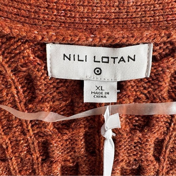 NEW Nili Lotan x Target size XL Sweater Rusty Orange Brown Cabled Cardigan - Picture 4 of 10